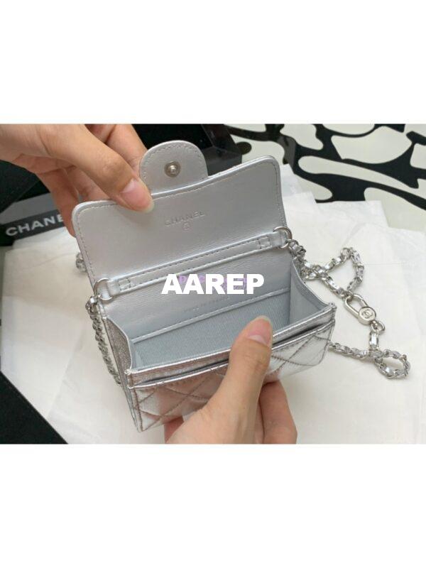 Replica Chanel Classic Belt Bag Metallic Lambskin Silver AP1983 9