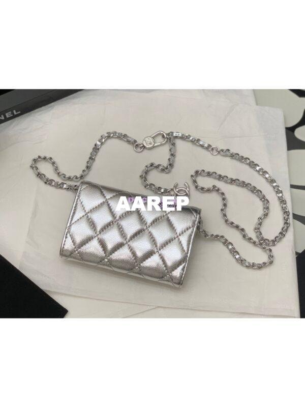 Replica Chanel Classic Belt Bag Metallic Lambskin Silver AP1983 11