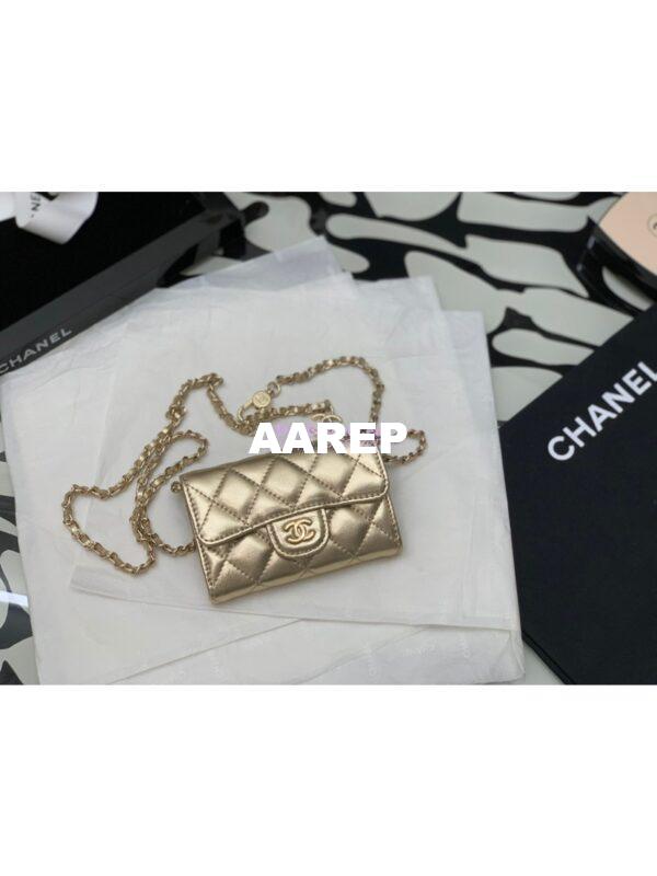 Replica Chanel Classic Belt Bag Metallic Lambskin Gold AP1983