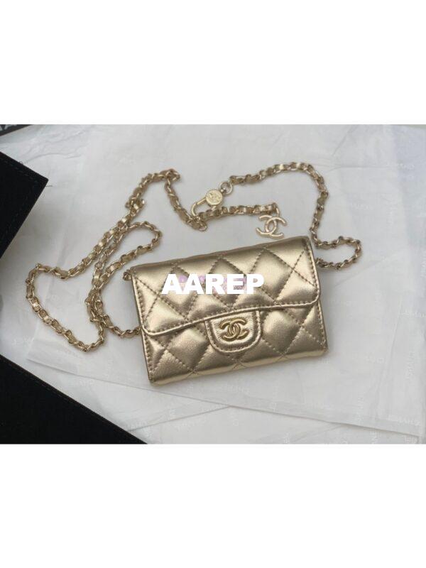 Replica Chanel Classic Belt Bag Metallic Lambskin Gold AP1983 2