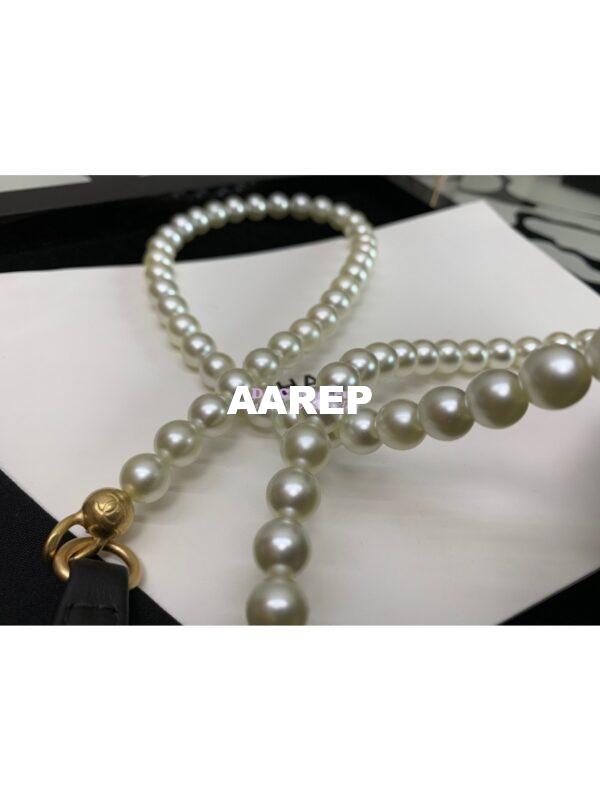Replica Chanel Pearl Chain Mini Lambskin Drawstring Bag AS2529 Black 8