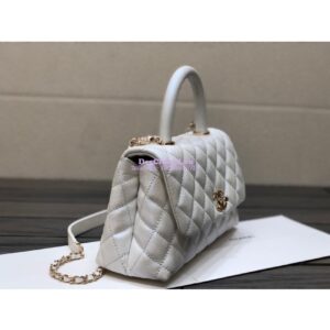 Replica Chanel Coco Iridescent Grained Calfskin Flap Bag with Shining Gold Hardware 92990 92991 White 2