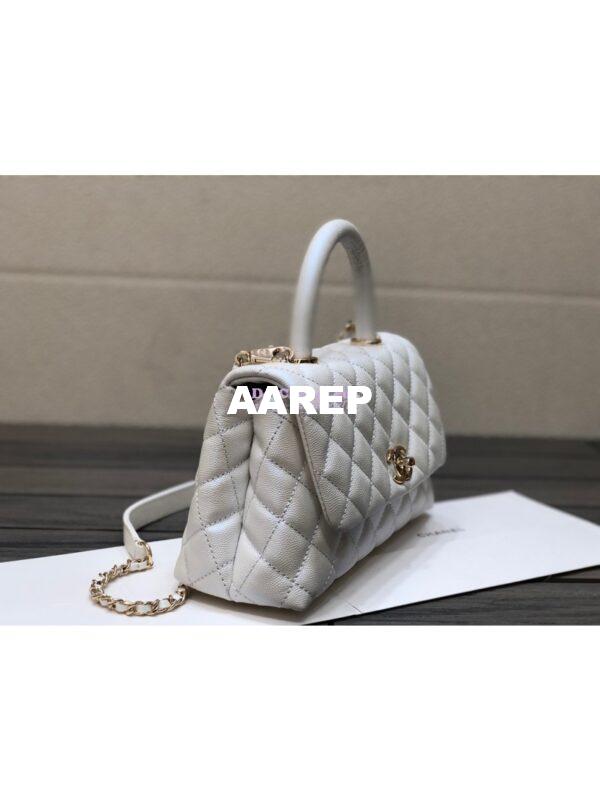 Replica Chanel Coco Iridescent Grained Calfskin Flap Bag with Shining Gold Hardware 92990 92991 White 4