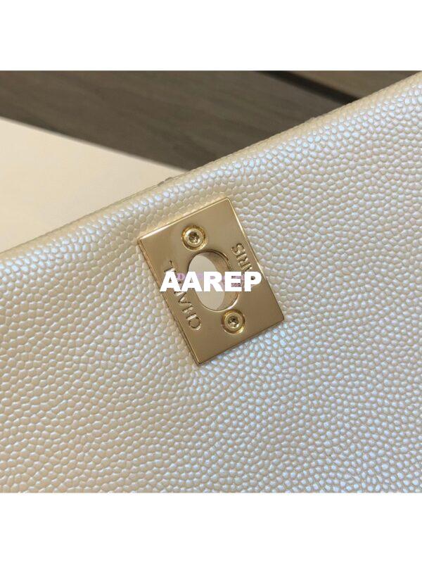 Replica Chanel Coco Iridescent Grained Calfskin Flap Bag with Shining Gold Hardware 92990 92991 White 8