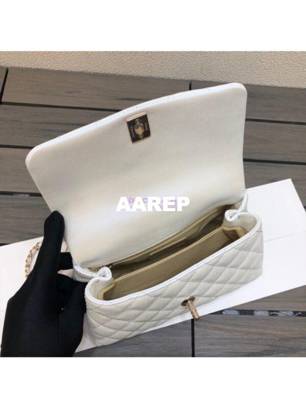 Replica Chanel Coco Iridescent Grained Calfskin Flap Bag with Shining Gold Hardware 92990 92991 White 9