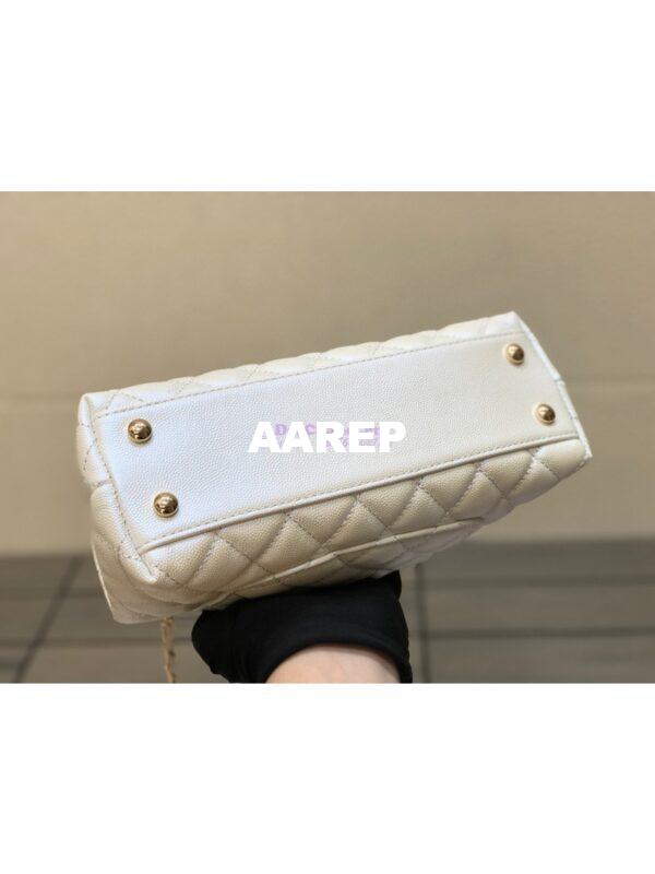 Replica Chanel Coco Iridescent Grained Calfskin Flap Bag with Shining Gold Hardware 92990 92991 White 11