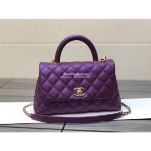 Replica Chanel Coco Iridescent Grained Calfskin Flap Bag with Shining Gold Hardware 92990 92991 Purple 2