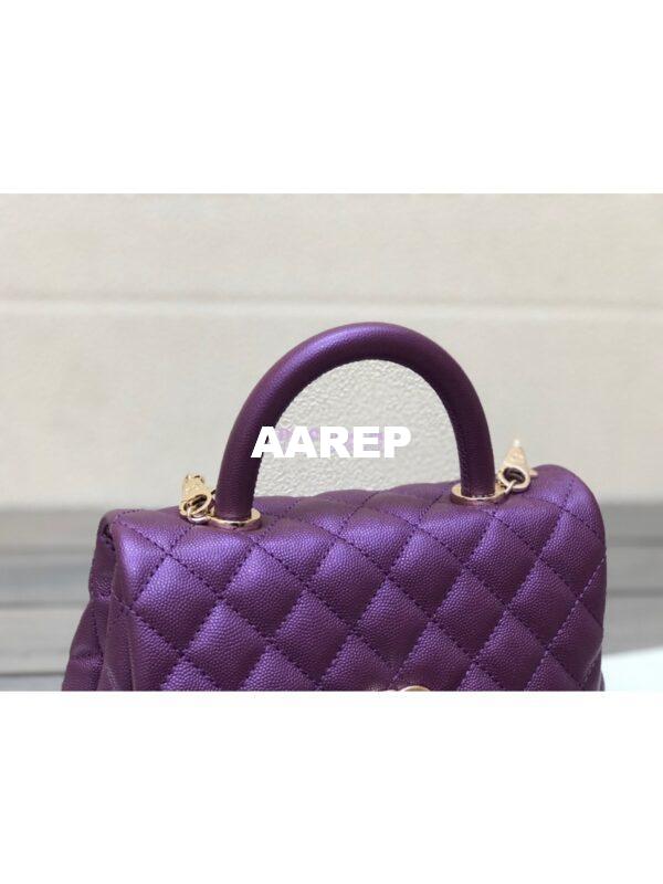 Replica Chanel Coco Iridescent Grained Calfskin Flap Bag with Shining Gold Hardware 92990 92991 Purple 5
