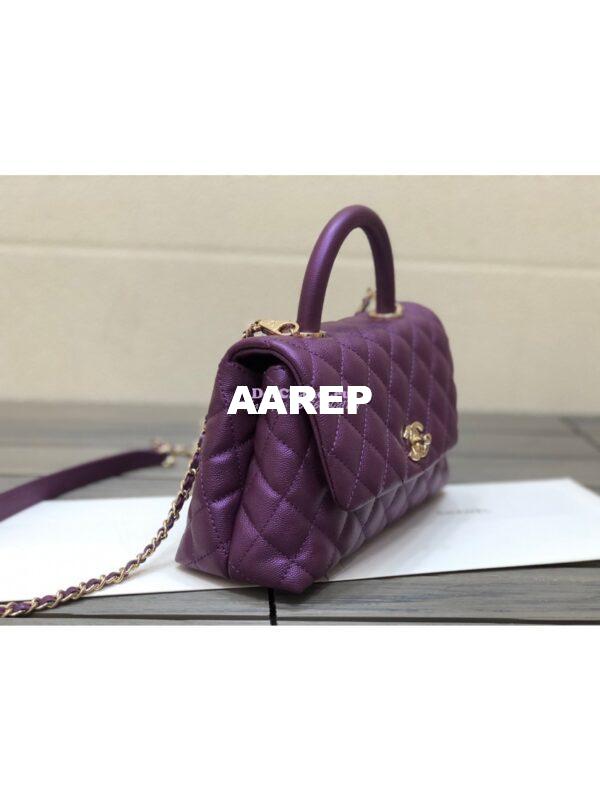 Replica Chanel Coco Iridescent Grained Calfskin Flap Bag with Shining Gold Hardware 92990 92991 Purple 6
