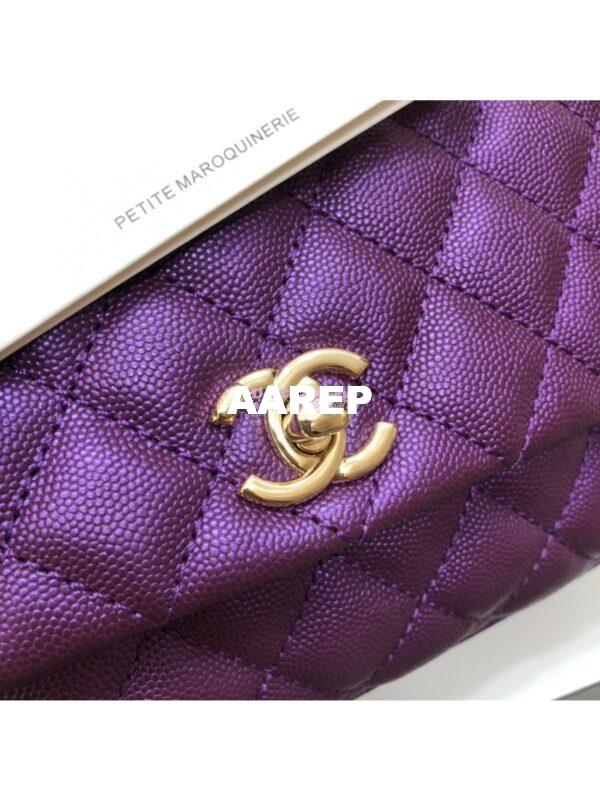 Replica Chanel Coco Iridescent Grained Calfskin Flap Bag with Shining Gold Hardware 92990 92991 Purple 7
