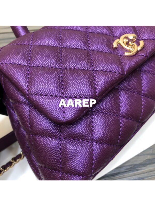 Replica Chanel Coco Iridescent Grained Calfskin Flap Bag with Shining Gold Hardware 92990 92991 Purple 8