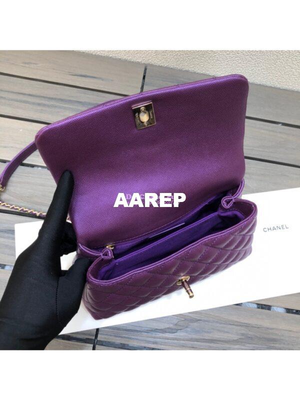 Replica Chanel Coco Iridescent Grained Calfskin Flap Bag with Shining Gold Hardware 92990 92991 Purple 9