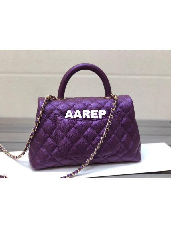 Replica Chanel Coco Iridescent Grained Calfskin Flap Bag with Shining Gold Hardware 92990 92991 Purple 10