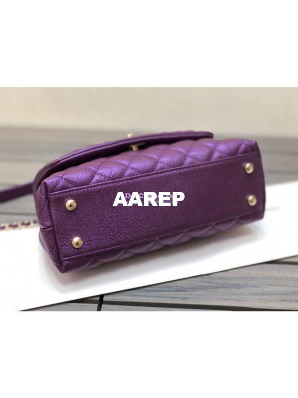 Replica Chanel Coco Iridescent Grained Calfskin Flap Bag with Shining Gold Hardware 92990 92991 Purple 11