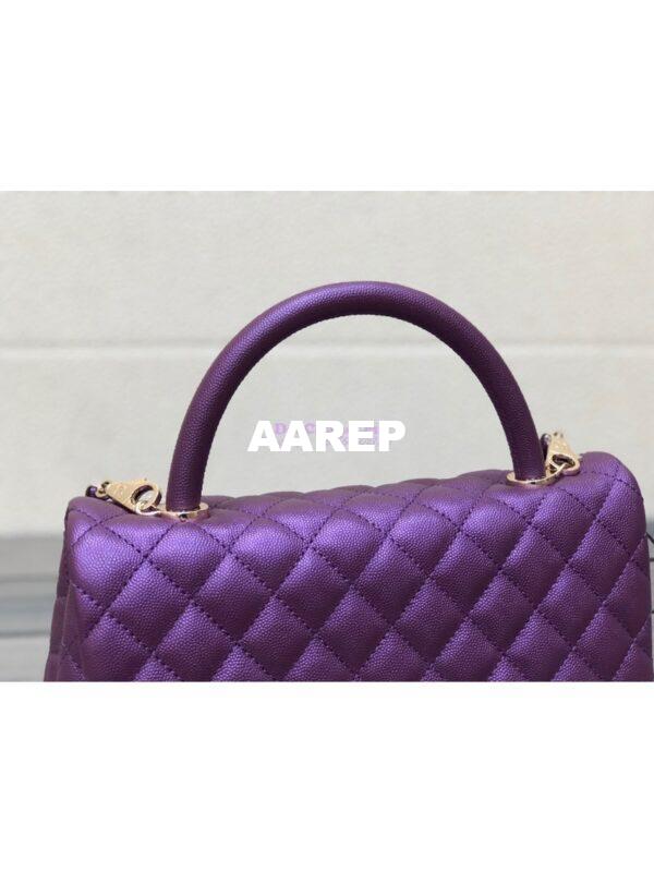 Replica Chanel Coco Iridescent Grained Calfskin Flap Bag with Shining Gold Hardware 92990 92991 Purple 13