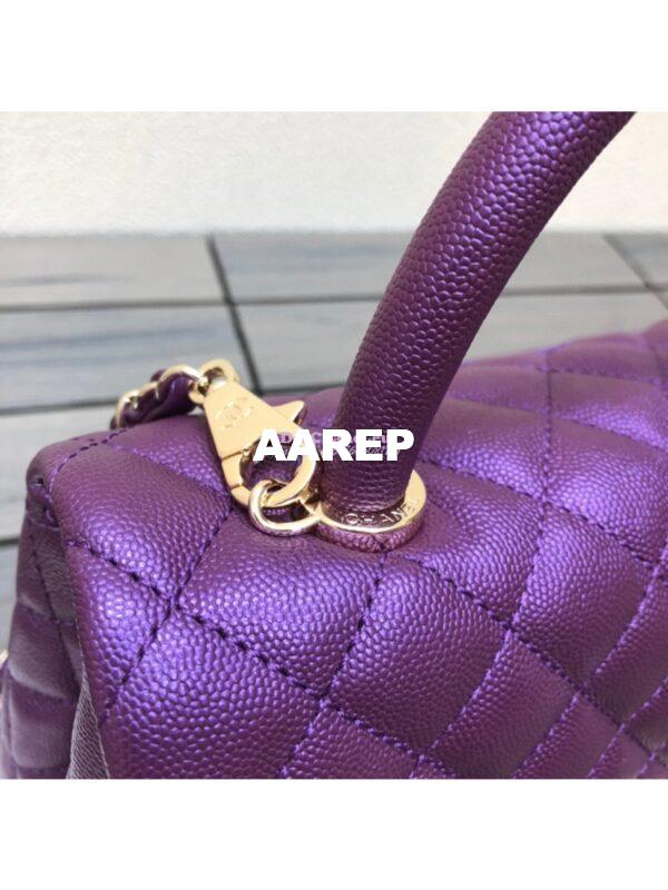 Replica Chanel Coco Iridescent Grained Calfskin Flap Bag with Shining Gold Hardware 92990 92991 Purple 14