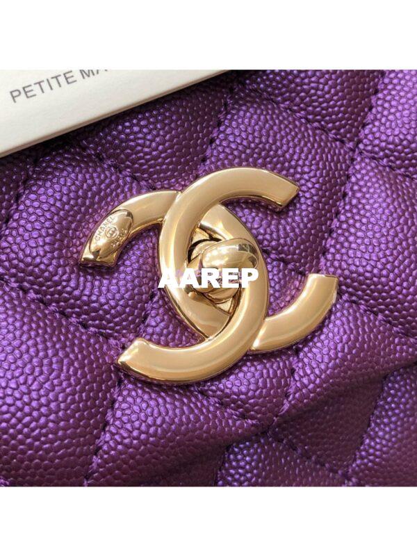 Replica Chanel Coco Iridescent Grained Calfskin Flap Bag with Shining Gold Hardware 92990 92991 Purple 16