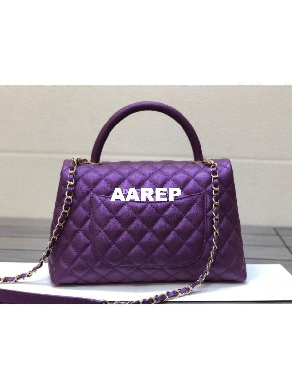 Replica Chanel Coco Iridescent Grained Calfskin Flap Bag with Shining Gold Hardware 92990 92991 Purple 17