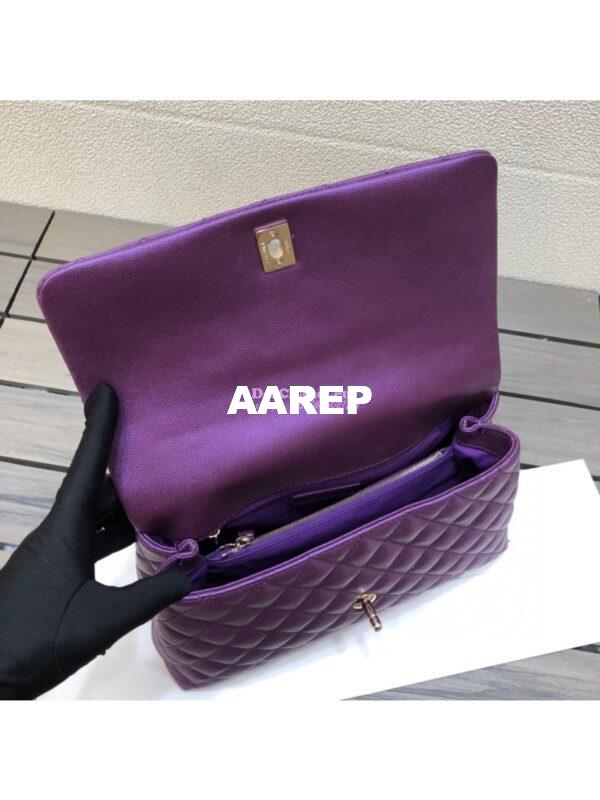 Replica Chanel Coco Iridescent Grained Calfskin Flap Bag with Shining Gold Hardware 92990 92991 Purple 18
