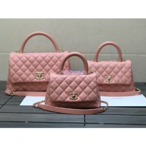 Replica Chanel Coco Grained Calfskin Flap Bag with Shining Gold Hardware 92990 92991 Light Pink