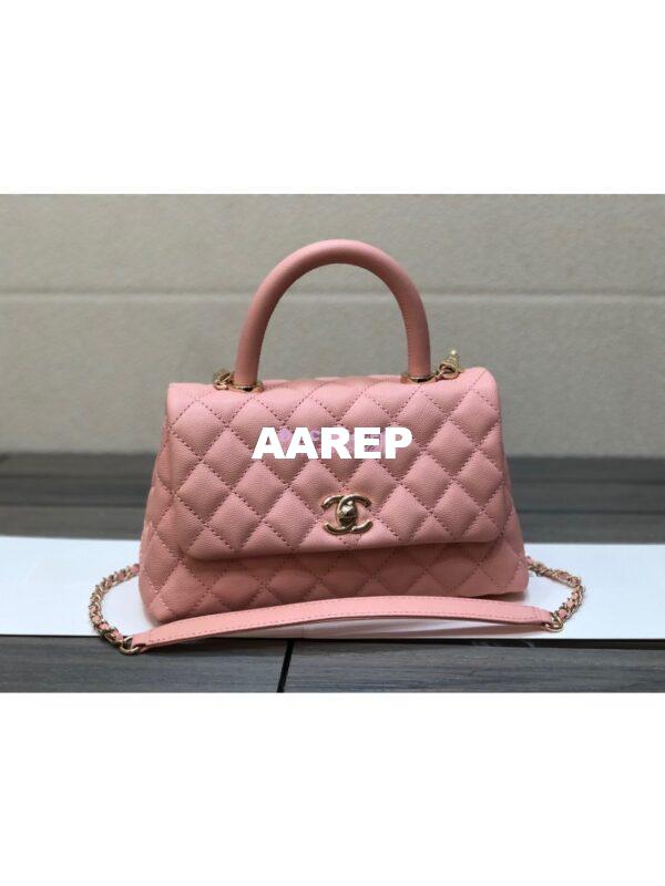 Replica Chanel Coco Grained Calfskin Flap Bag with Shining Gold Hardware 92990 92991 Light Pink 4