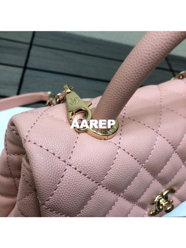 Replica Chanel Coco Grained Calfskin Flap Bag with Shining Gold Hardware 92990 92991 Light Pink 6