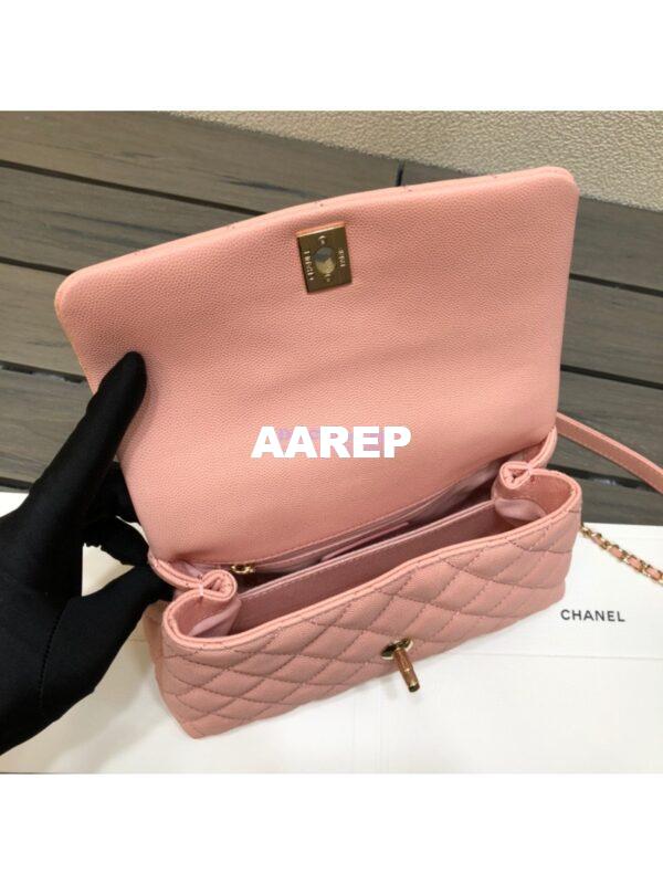 Replica Chanel Coco Grained Calfskin Flap Bag with Shining Gold Hardware 92990 92991 Light Pink 9