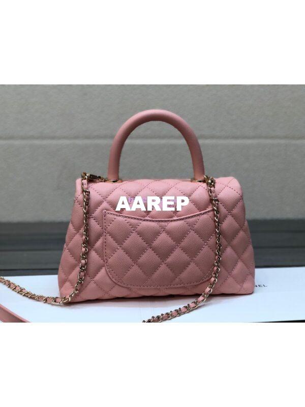 Replica Chanel Coco Grained Calfskin Flap Bag with Shining Gold Hardware 92990 92991 Light Pink 10