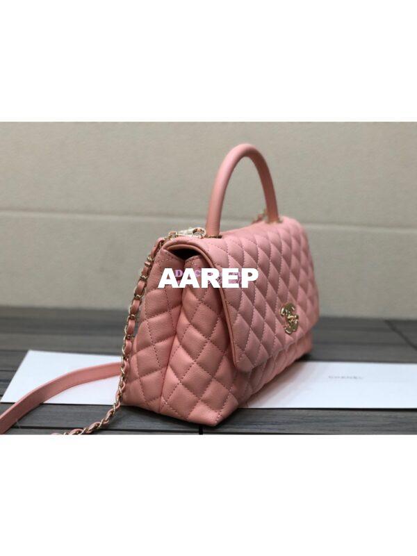 Replica Chanel Coco Grained Calfskin Flap Bag with Shining Gold Hardware 92990 92991 Light Pink 12