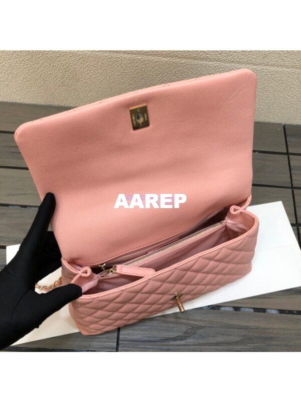 Replica Chanel Coco Grained Calfskin Flap Bag with Shining Gold Hardware 92990 92991 Light Pink 15