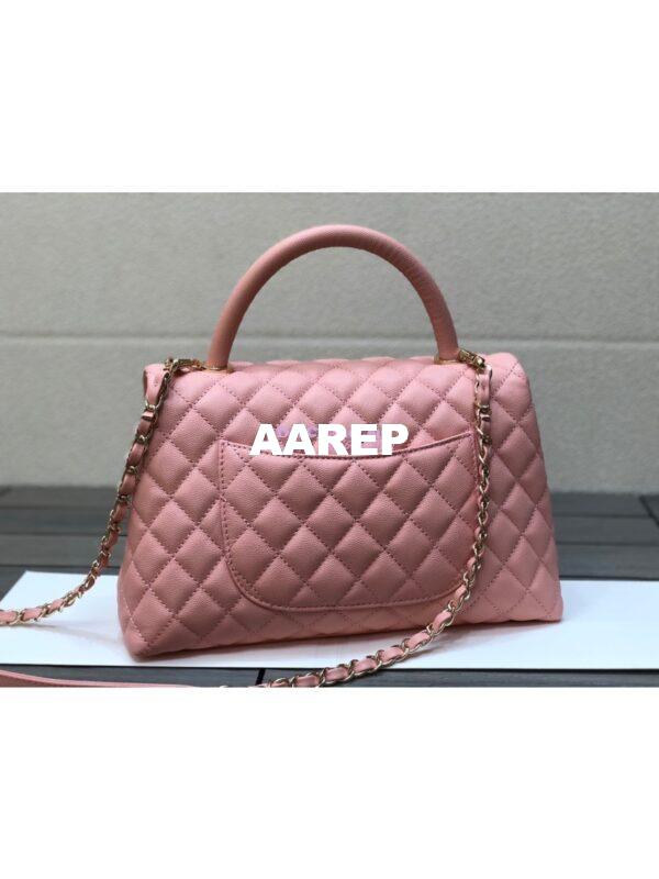 Replica Chanel Coco Grained Calfskin Flap Bag with Shining Gold Hardware 92990 92991 Light Pink 17