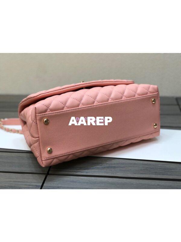 Replica Chanel Coco Grained Calfskin Flap Bag with Shining Gold Hardware 92990 92991 Light Pink 18