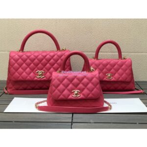 Replica Chanel Coco Grained Calfskin Flap Bag with Shining Gold Hardware 92990 92991 Pink 2