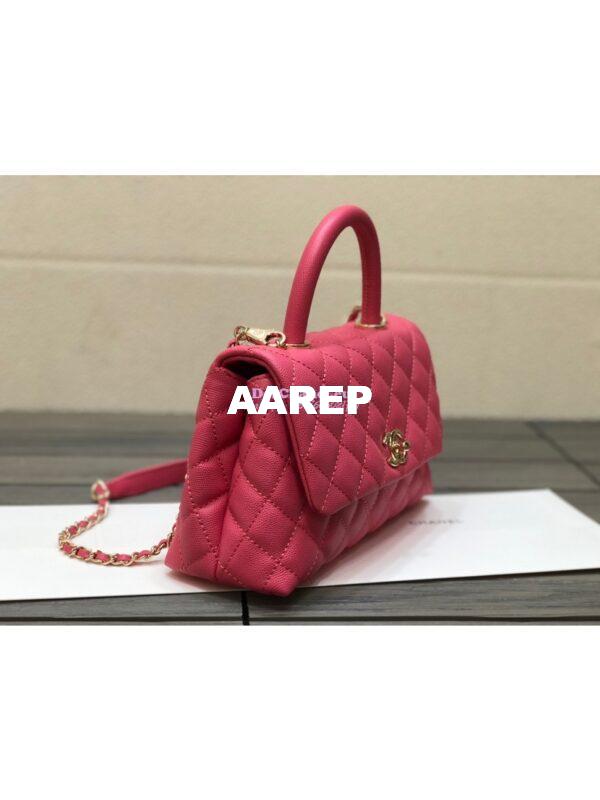 Replica Chanel Coco Grained Calfskin Flap Bag with Shining Gold Hardware 92990 92991 Pink 6