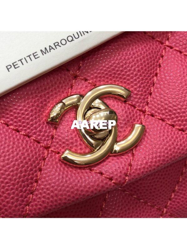 Replica Chanel Coco Grained Calfskin Flap Bag with Shining Gold Hardware 92990 92991 Pink 7