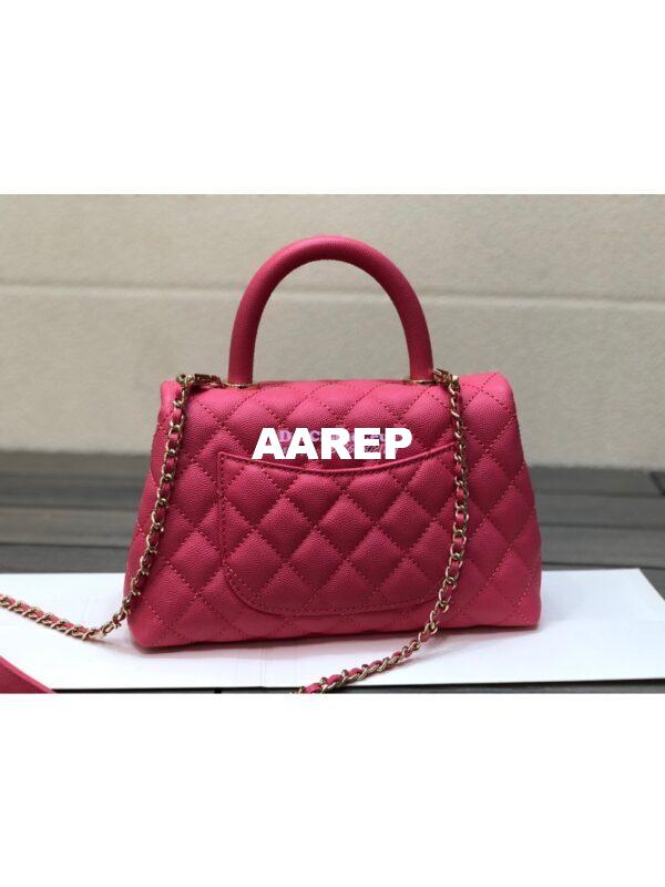 Replica Chanel Coco Grained Calfskin Flap Bag with Shining Gold Hardware 92990 92991 Pink 9