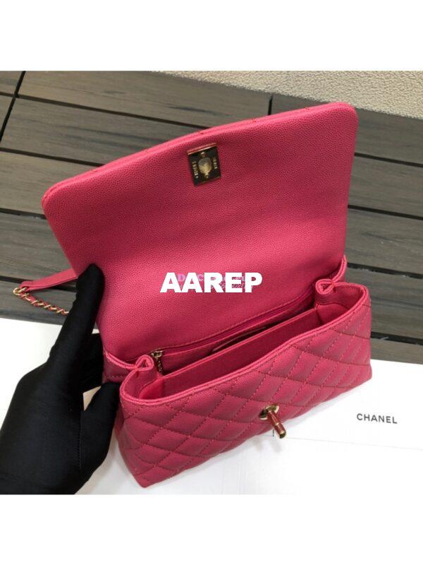 Replica Chanel Coco Grained Calfskin Flap Bag with Shining Gold Hardware 92990 92991 Pink 11