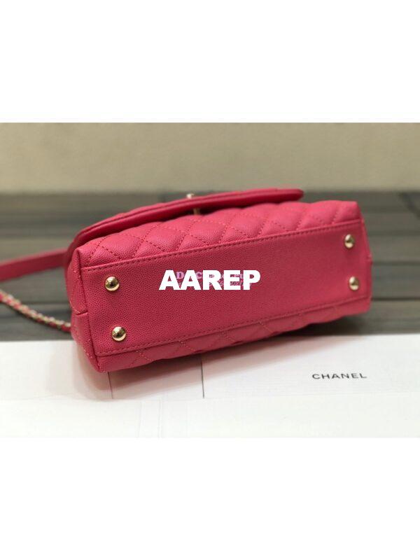 Replica Chanel Coco Grained Calfskin Flap Bag with Shining Gold Hardware 92990 92991 Pink 12