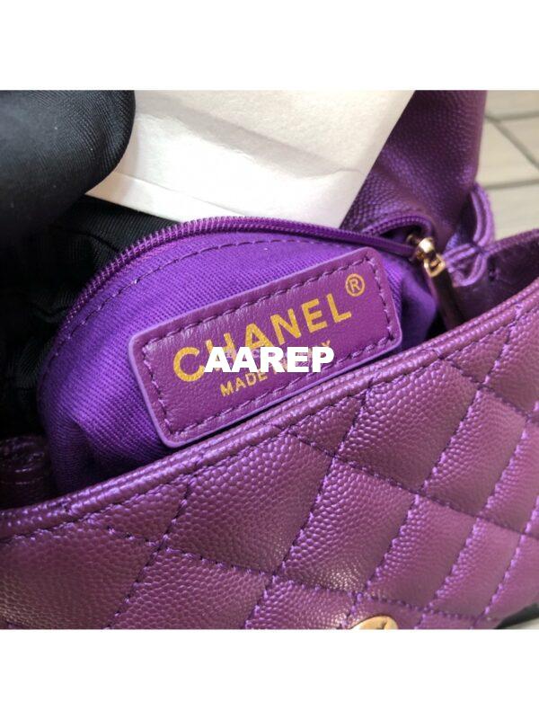 Replica Chanel Mini Coco Handle Bag in Iridescent Grained Calfskin with Shining Gold Hardware AS2215 Purple 9