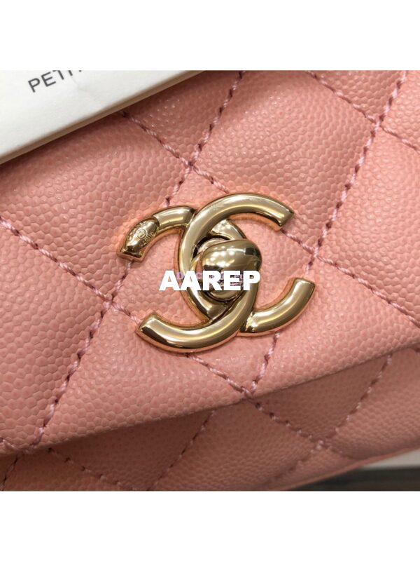 Replica Chanel Mini Coco Handle Bag in Grained Calfskin with Shining Gold Hardware AS2215 Light Pink 5
