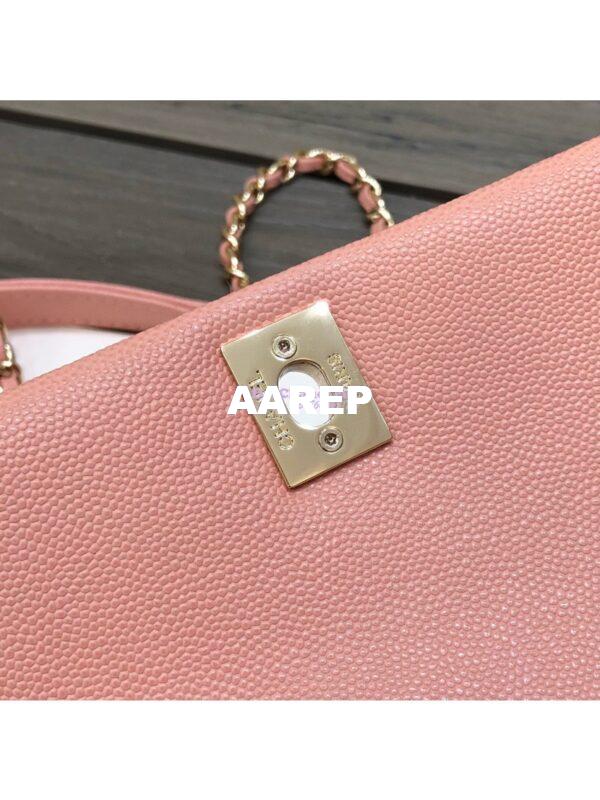 Replica Chanel Mini Coco Handle Bag in Grained Calfskin with Shining Gold Hardware AS2215 Light Pink 8