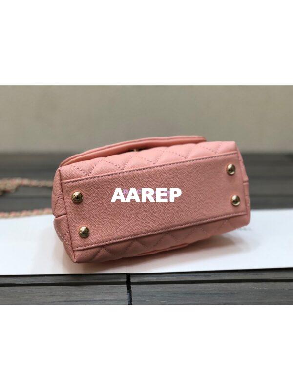 Replica Chanel Mini Coco Handle Bag in Grained Calfskin with Shining Gold Hardware AS2215 Light Pink 11