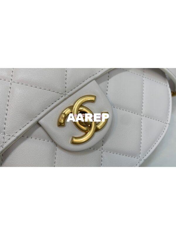 Replica Chanel Mini Round Messenger Bag in White Calfskin AS2484 4