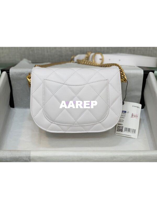 Replica Chanel Mini Round Messenger Bag in White Calfskin AS2484 5
