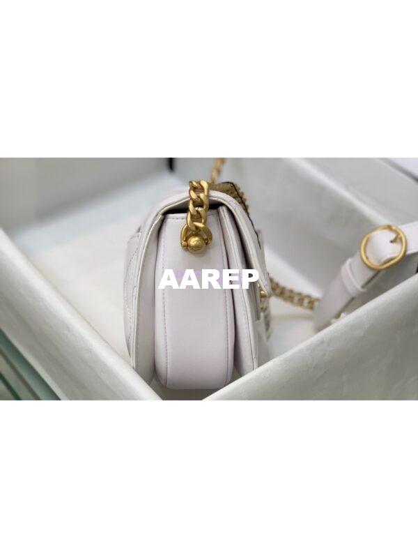 Replica Chanel Mini Round Messenger Bag in White Calfskin AS2484 6