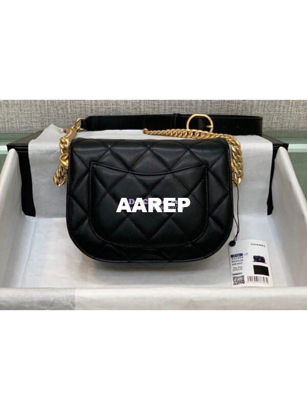 Replica Chanel Mini Round Messenger Bag in Black Calfskin AS2484 6