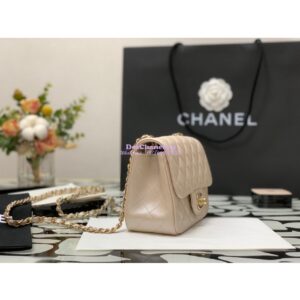 Replica Chanel Mini Classic Flap CF Bag 17cm in Iridescent Lambskin Beige 2
