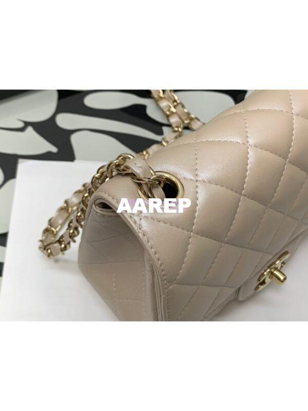 Replica Chanel Mini Classic Flap CF Bag 17cm in Iridescent Lambskin Beige 3