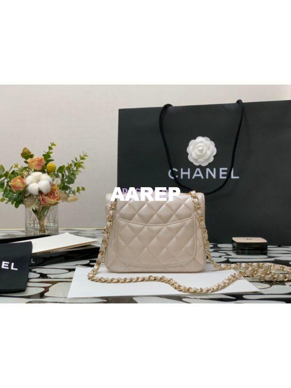 Replica Chanel Mini Classic Flap CF Bag 17cm in Iridescent Lambskin Beige 4