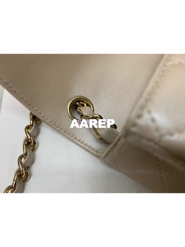 Replica Chanel Mini Classic Flap CF Bag 17cm in Iridescent Lambskin Beige 6